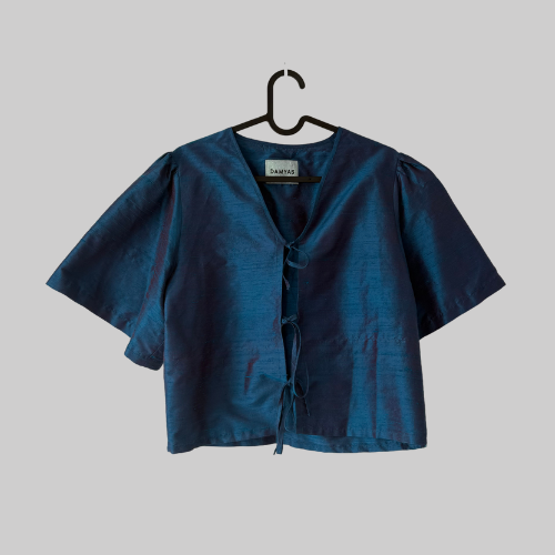 DAMYAS - Blouse Ellie en Shantung de Soie - Teal Glow