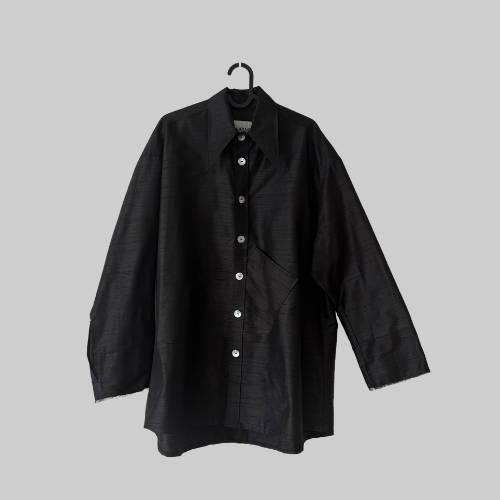 DAMYAS - Chemise Ellie en Shantung de Soi - Noir